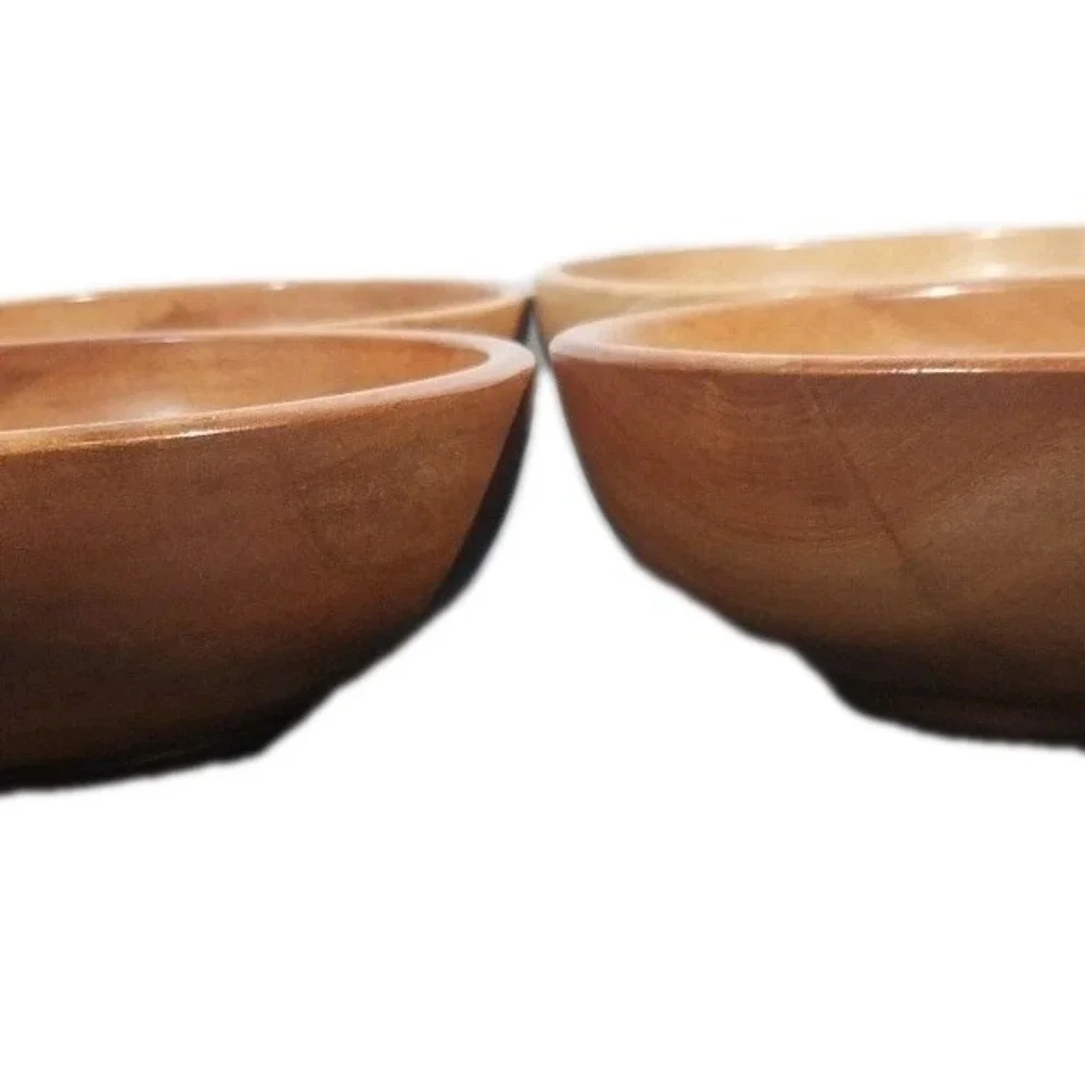 Vtg 4 Pc Mid Century Japanese Turned Wood Salad Bowl Set